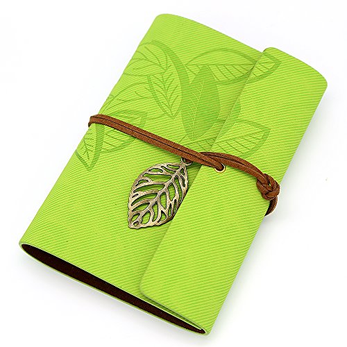 Vintage light green pu leather cover loose leaf blank n…