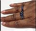 Rongxing Jewelry Couple Blue Sapphire Ring Sets Size 9 Women's Black Gold Wedding