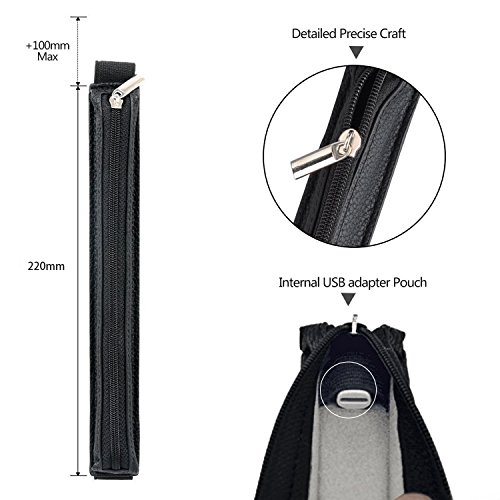 Pencil Case - Pencil Silicone Sleeve Skin Grip Leather Case Zipper Pouch Bag Holder Mini Bear Cover 4 Cartoon Caps Compatible Apple Pencil iPencil Stylus Touch Pen iPad Pro 9.7 iPad Pro 12.9 - Black - Thumbnail 6