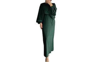Lmdudan 2023 Women Islamic Maxi Dresses Ladies Muslim Abaya Dress Solid Long Sleeve Jilbab Prayer Clothes Middle East Robe