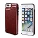 for iPhone 7 Plus/8 Plus Wallet Case with Card Holder,OT ONETOP Premium PU Leather Kickstand Card Slots Case,Double Magnetic Clasp and Durable Shockproof Cover 5.5 Inch(Brown)