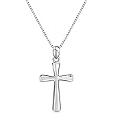 LUKIENY Sterling Silver Cross Necklace for Women 925 Sterling Silver Simple Classic Cross Pendant Necklace Handmade Crosses Religious Jewelry