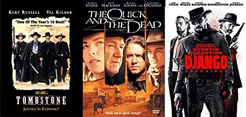 Amazon Com Man Unchained Are You Quick Enough Tombstone The Quick And The Dead Quentin Tarantino Django Triple Feature Dvd Bundle Russell Crowe Leonardo Dicaprio Kurt Russell Densel Washington Sam Raimi