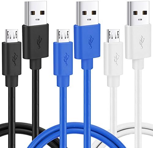 USB Cable, OKRAY 3 Pack 3.3ft High Speed Durable PVC Micro USB 2.0 Charging sync Data Cable Cord For Android, Samsung, HTC, LG, Sony, NOKIA, Xbox One, Motorola, Google Nexus (Black White Blue)