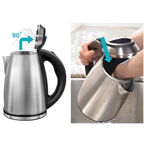 Electric Kettle Stainless Steel Hot Water Kettle 1200W, Cordless Tea Kettle 1.8 Liter, Auto Shut-off, Perfect For Brewing Teas, Coffee, Cold Brew, Espresso, and More!