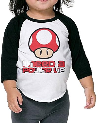 Super Mario Bros- Red Mushroom Power Up Kid's Raglan Tee Shirt