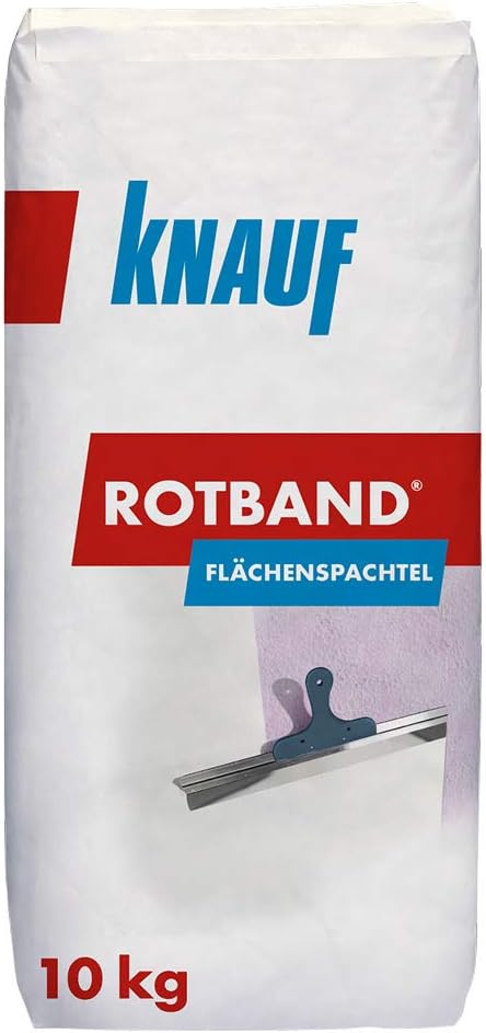 Knob 4006379074235 Red Tape Taping Knife – Black Quick Härtende Plaster Filler for Smoothing and Smoothing, Plaster, Masonry and Concrete Surfaces – Easy to use for Walls/Ceilings, White, 10 Kg