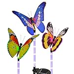 Solarmks Garden Solar Lights Outdoor Decorative ,with a Purple LED Light Stakes Multi-color Changing Fiber Optic Butterfly Garden Lights ,Pack of 3