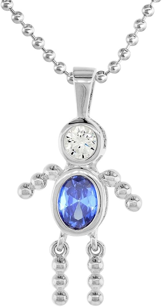 Sterling Silver Birthstone Necklace September