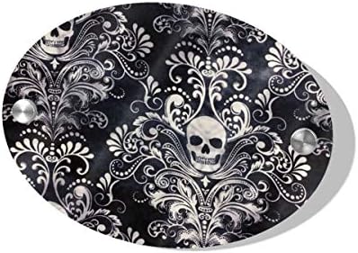 Rod Whitehead Gothic Skull Damask Scary Halloween Door Sign for Home, Hotel, Office 1/4" Thick MDF Wood Wall Signs Open Welcome Sign for Spa, Bathroom, Law Firm, Massage 5.5 x 7.5 inch
