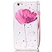 iPhone 5S Case, iPhone 5 Wallet Case, Firefish [Kickstand] [Shock Absorbent] Double Protective Case Flip Folio Slim Magnetic Cover with Wrist Strap for Apple iPhone 5/5S/SE-Flower