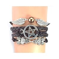 DierCosy Bracelet, Angel Wings, Wing, Owls, Pagan and Wiccan, Dean Winchester, Supernatural, Star Bracelet, Brown, Friendship, Bridesmaid Gift