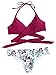 SOLY HUX Women's Halter Wrap Knotted Back Bikini Set