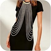 Gold Fine Chain Flower Lace Bikini Body Chain Necklace Jewelry and 14K Gold Plated Waist Chain for Women