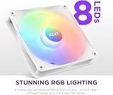 NZXT F140 RGB Core 140mm Hub-Wired RGB Fan 8 LEDs PWM CAM White view 2