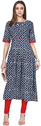 Indigoferry Women's Hand Block Printed Long Kurta