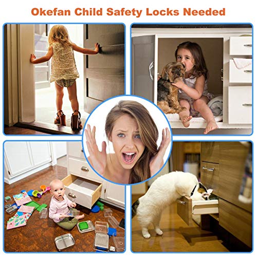 Kitchen Cabinet Locks Child Safety - OKEFAN 20 Pcs Baby Proof Kit Drawer Straps for Kids Bathroom Cupboard Oven Refrigerator Microwave Toilet Latches (White) - Thumbnail 6