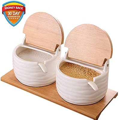 Sugar Bowl With Lids Set Of 2 Vermida 8 52 Fl Oz Ceramic Sugar Bowl With Lids And Spoons White Sugar Jar With Spoon And Labels Porcelain Sugar