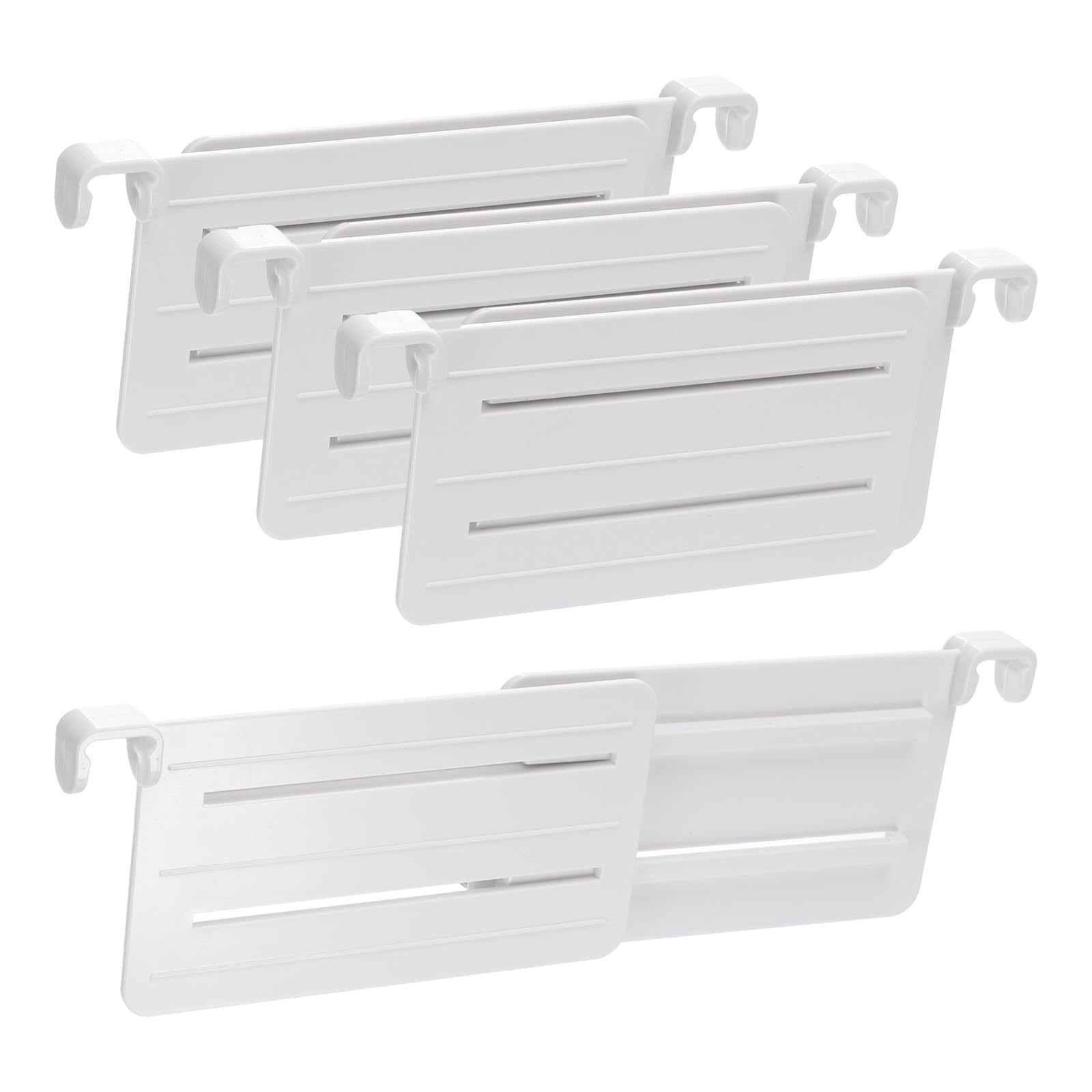 Photo 1 of uxcell 4 Pcs Plastic Drawer Dividers Organizer 5.2"-8.4" Adjustable Organizers Separators for Kitchen Clothes Dresser Bedroom Bathroom Storage, White(Insert)