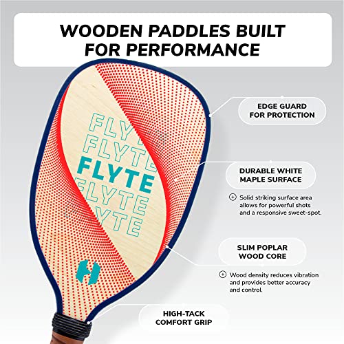 Helium Flyte Pickleball Set of 4 Wooden Pickleball Paddle Starter Set
