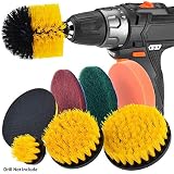 JUSONEY Drill Brush Scrub Pads 8 Piece Power Scrubber Cleaning Kit - All Purpose Cleaner Scrubbing Cordless Drill for Cleaning Pool Tile, Sinks, Bathtub, Brick, Ceramic, Marble, Auto, Boat