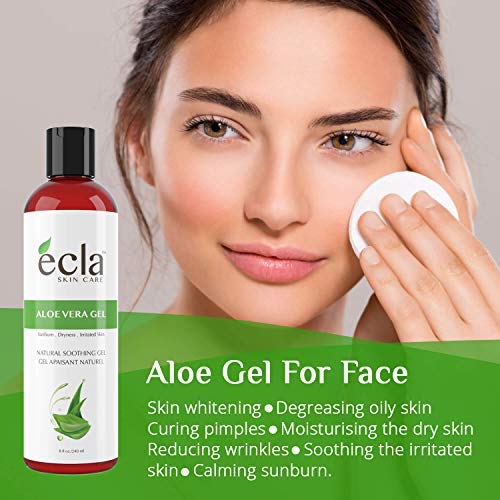 Aloe Vera Gel for Face, Body and Hair - Made with Organic 100% Pure Cold Pressed Juice, Not Powder (8 Oz - 240ml)