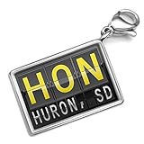 Neonblond HON Airport Code for Huron, SD - Charm Lobster Clasp clip on
