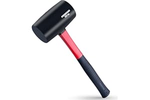 EFFICERE 32 oz. Premium Large Size Rubber Mallet Hammer, Solid Eco-Friendly Rubber Head, Durable Fiberglass Handle | Deliver Soft and Non-Marring Strikes on Surfaces without Scratch and Damage