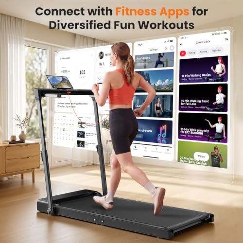JAGJOG Vertical Folding Treadmill, Quiet 7.5 MPH, 300 lb | Vertical Folding Storage, Adjustable Handlebar, Touch Control, Quiet 2.5HP Motor, 12 Programs, 39" x 16" Belt, No Assembly