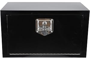 COOLBAG 24 Inch Underbody Truck Box Steel Storage Tool Box,24 x 12 x 14 Tool Chest Organizer w/Lock and Keys For Pickup,Truck Bed, RV, Trailer,Heavy Duty Waterproof Black box