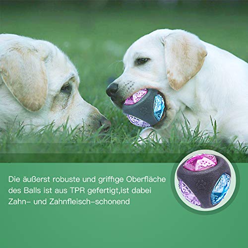 PEDOMUS Hundespielzeug Ball mit LED Licht und Squeaker, Hundeball