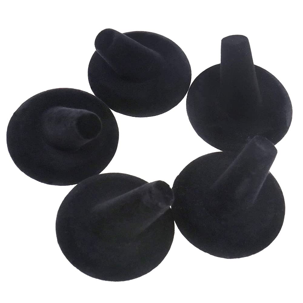 POFET Black Velvet Ring Finger Jewelry Holder Showcase Display Stand