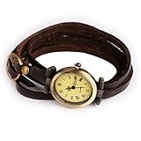 Simple Leather Vintage Female Bracelet Lady Woman Quartz Watch Wristwatch Brown