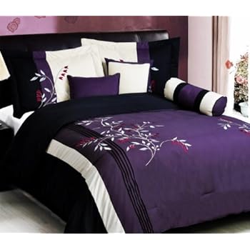 Amazon.com: 7 Pieces Purple with Black Floral Flocking