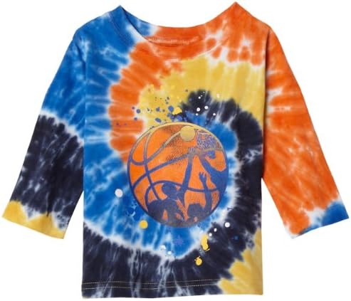 Flapdoodles 1 Piece Basketball Swirl Tie Dye Tee, Navy Tie Dye, 12 months