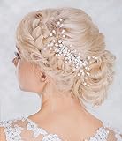 Venusvi Silver Wedding Hair Combs with Bead,flower and Rhinestones - Bridal Headpiece for Bridesmaids