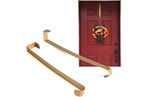 Joy-Leo Brushed Gold Metal Christmas Wreath Hangers/Hooks for Front Door, 2 Pack, 14-Inch, Super-Thin (1/25 inch), Sturdy Lightweight Metal Over The Door Wreath Holder, Hold Big Wreath 20 lbs Max