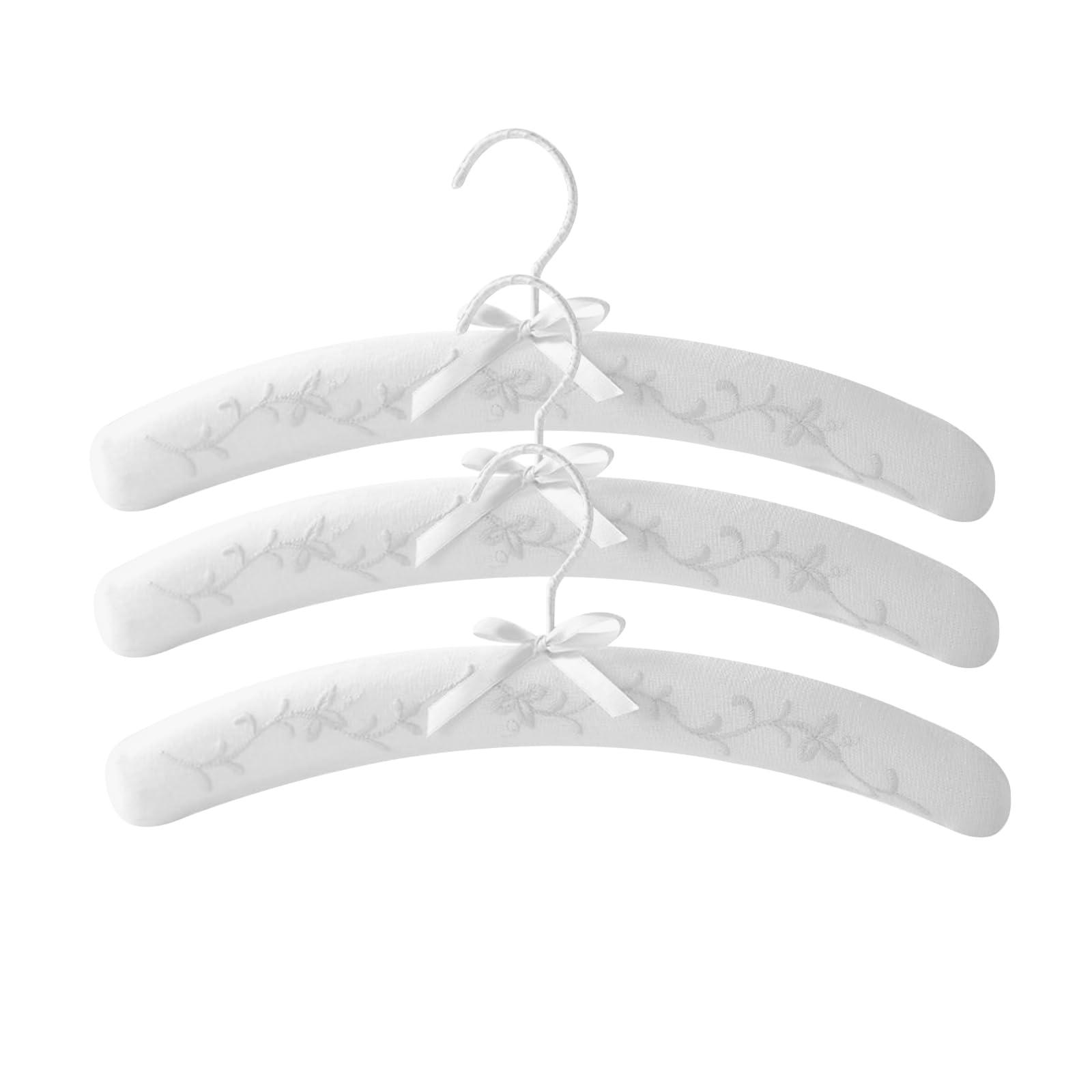 Cotton Hangers, Padded Coat Hangers Clothes Padded Hanger Space Saving for Wardrobe Home White (3 Pcs)