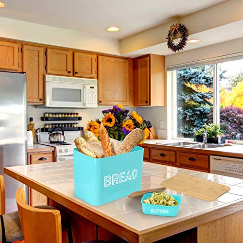 VCHAMP Extra Large Bread Box Farmhouse Bread Box for Kitchen Countertop with Bamboo Cutting