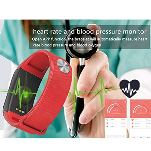 L@YC Waterproof Fitness Activity Tracker with Bluetooth Wireless Sync Tracker Sleep Monitor Pedometer OLED Display, Blue