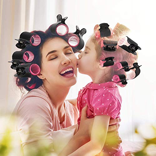 DaveandAthena 24 Pieces Hot Roller Clips Curler Claw Clips Replacement Roller Clips for Women Girls Hair Section Styling (Black)
