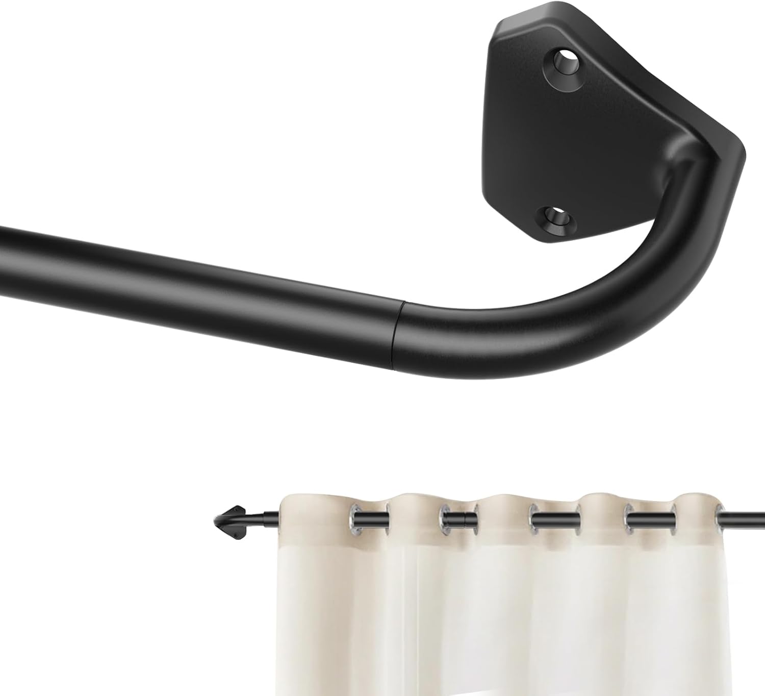 Window Treatment Hardware - GXOACKJ Black Curtain Rods for Windows 28 to 60 inch, 5/8 inch Adjustable Wrap Around Blackout Curtain Rods for Bedroom & Outdoor