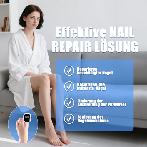 Laser Nail Fungus Fast Action High Efficiency - Cold Laser Therapy Treatment of Multiple Blue Comfortable Toes and Feet Infrared Therapy - Laser Nail Fungus