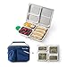 PlanetBox LAUNCH Eco-Friendly Stainless Steel Bento Lunch Box with 3 Compartments for Adults and Kids - Blue Carry Bag with Paleo Camo Magnets