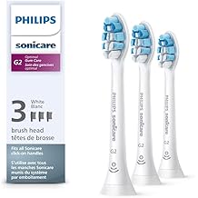 Philips Sonicare G2 Optimal Gum Care Brush Heads, Genuine Replacement Toothbrush Heads, White, 3 Pack, HX9033/65