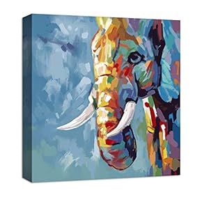 Canvas Wall Art Abstract Original Design Animals Painting Artwork for Home Prints Framed - 12x12 inches