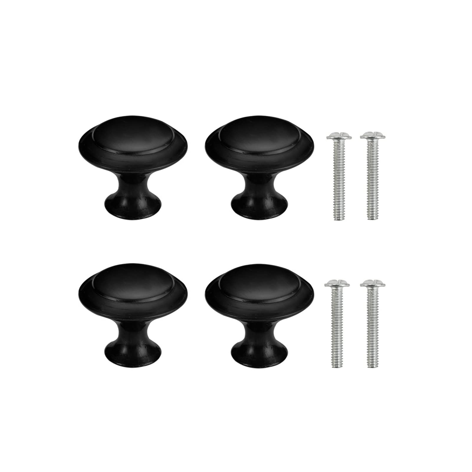 Yesmin 4 Piece Cabinet Door Knobs,Cupboard Drawer Door Knob for Kitchen Furniture Cabinet Knob with Screws-Black(Small)