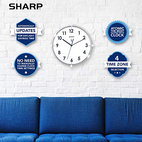 Sharp Atomic Analog Wall Clock 10.5” Suspended Glass Face Atomic