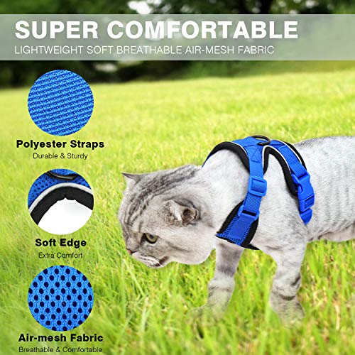 Kamots Beauty Cat Harness Escape Proof Small Cat and Dog Harness and Leash Adjustable Cat Soft Mesh Vest with Reflective Strap for Walking Small Pet Puppy Kitten Rabbit(Blue xs)