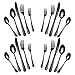 WOAIWO-Q 20--Piece Flatware Silverware Set ，Tableware Set ，Dinnerware Set Service for 4 Stainless Steel Cutlery Include Knife Fork Spoon Dishwasher Safe (Black)